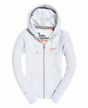 Superdry Orange Label Cipzár Női Kapucnis Pulóver Fehér | ELOMB2859